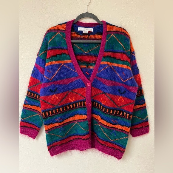 Vintage The Limited Cardigan Sweater Mohair Southwestern Aztec - Picture 2 of 8
